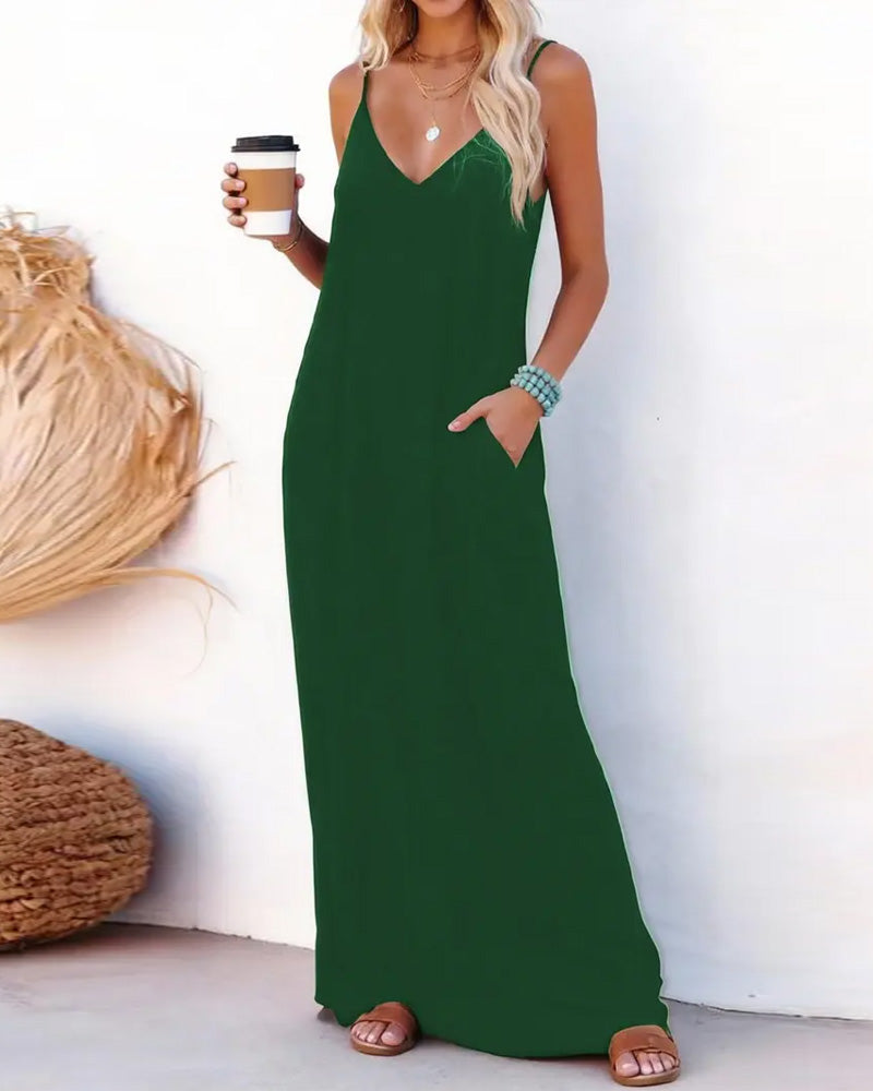 Robe Unie Lâche Poche Maxi