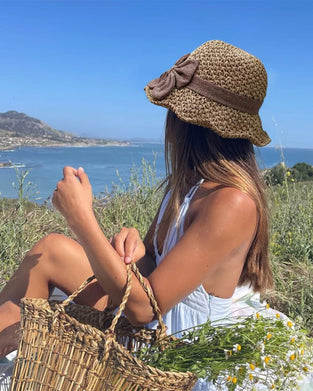 Chapeau Décontracté Vacances Nœud Papillon Paille