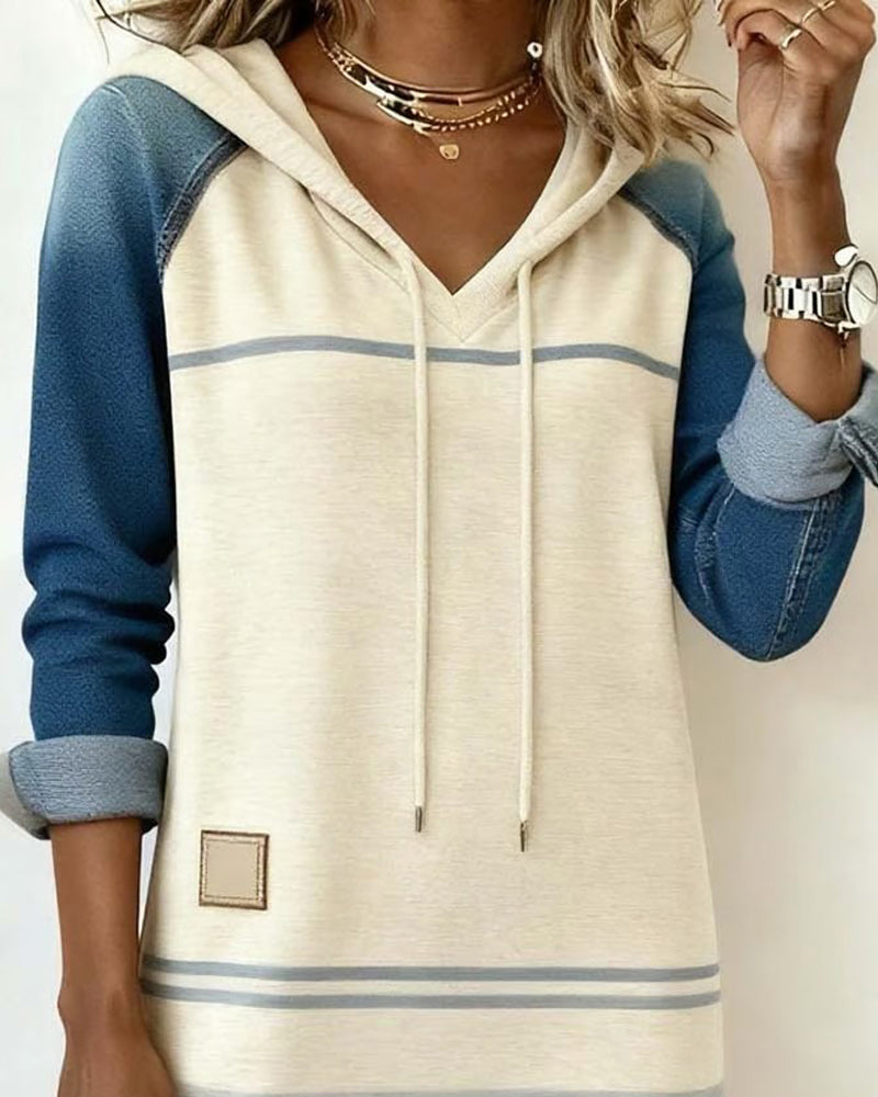 Robe À Capuche Rayée Panachage de Couleurs