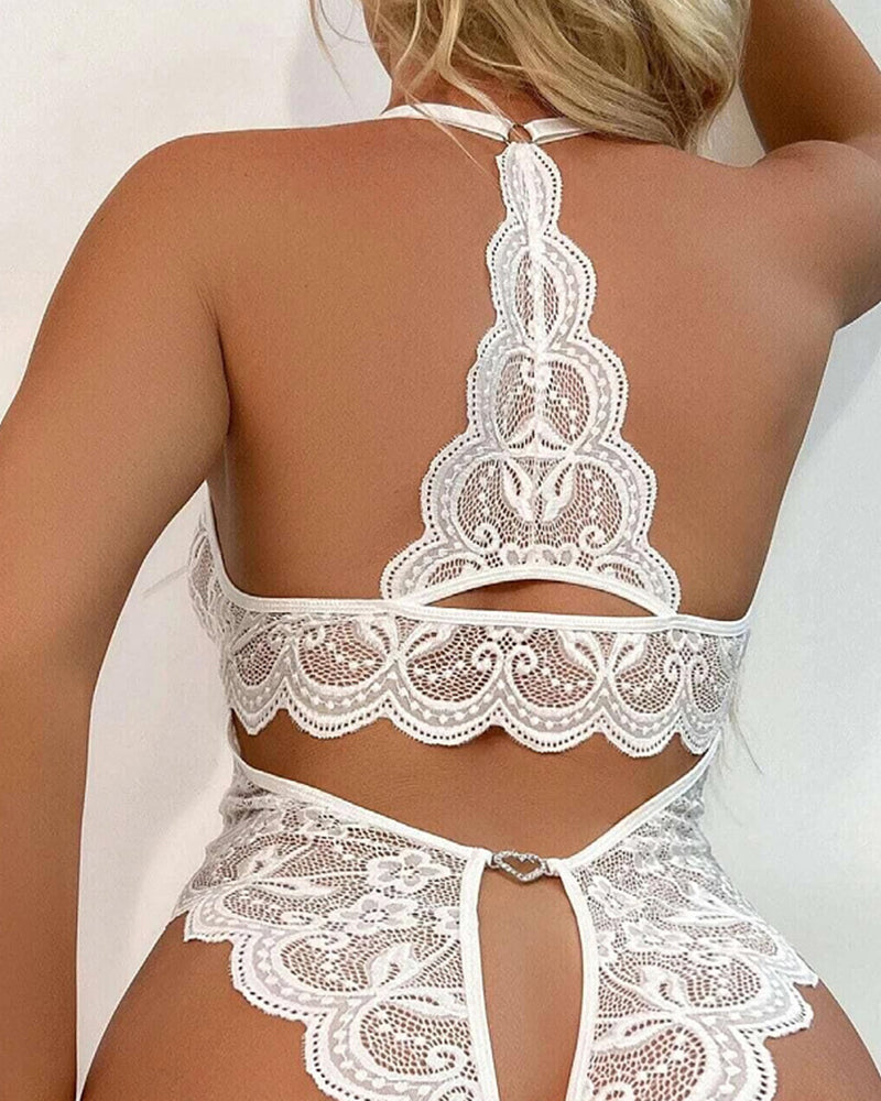 Pyjama Sexy En Dentelle À Entrejambe Ouvert