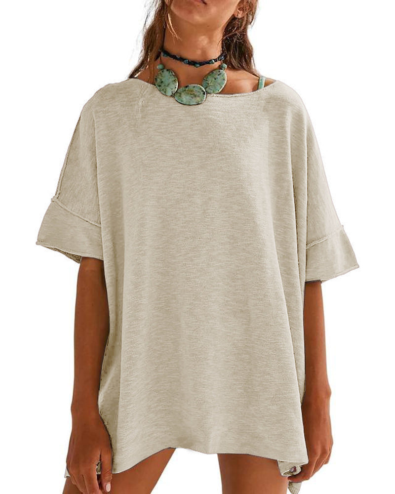 T-Shirt Uni Patchwork Demi-Manche