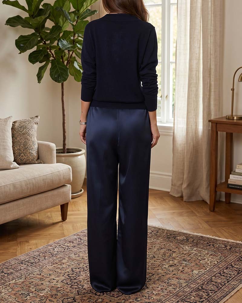 Pantalon Décontracté Unie Droit