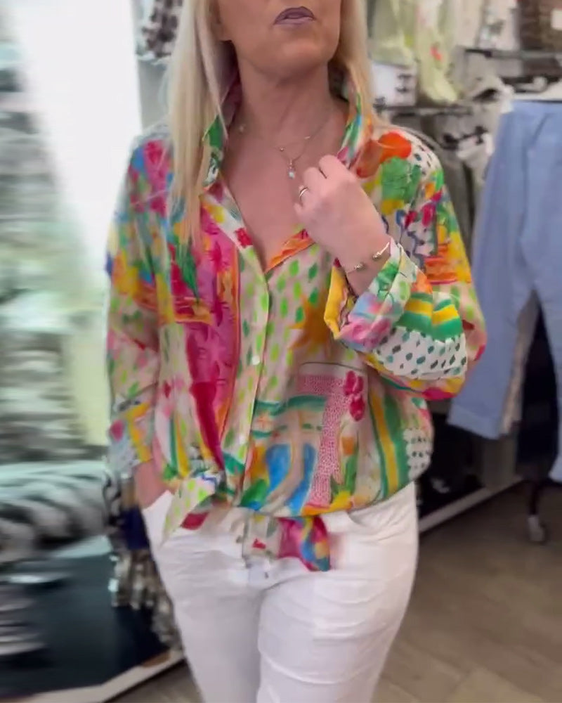 Chemise Colorée Élégante Col Revers