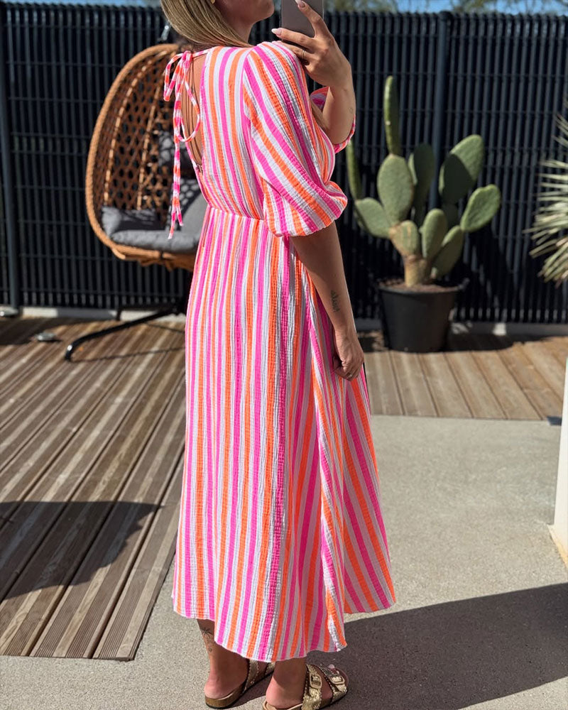 Robe En V Rayée Ligne A