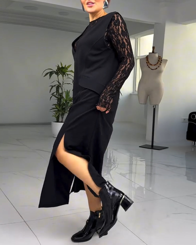 Robe Européenne Et Américaine En Dentelle Avec Fente