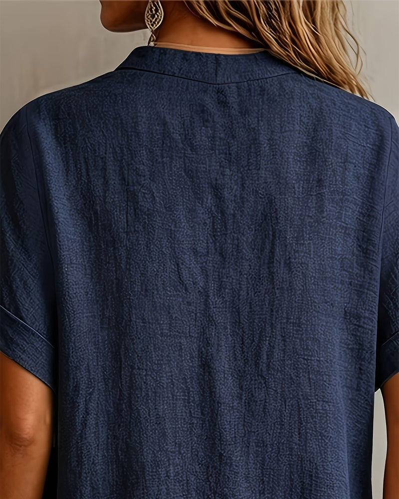 Blouse Col V Manche Courte Lâche