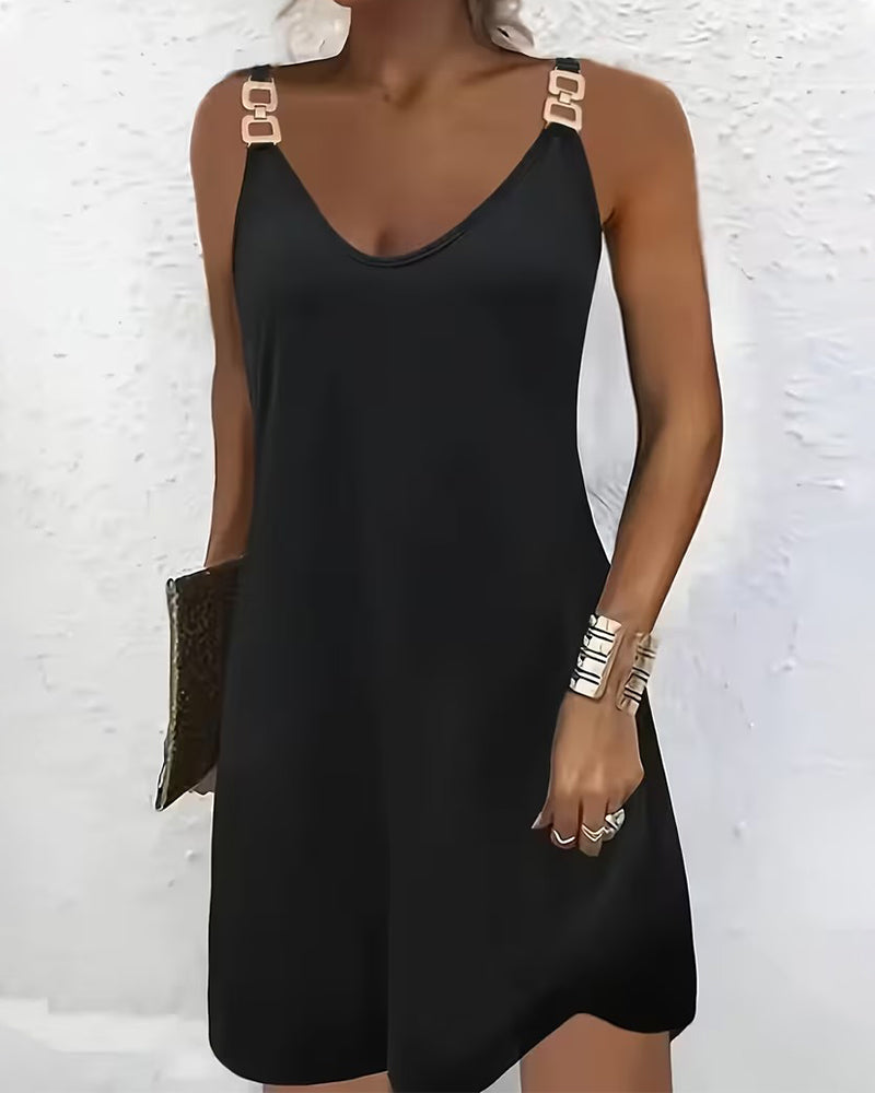 Robe Décontractée Uni À Bretelles
