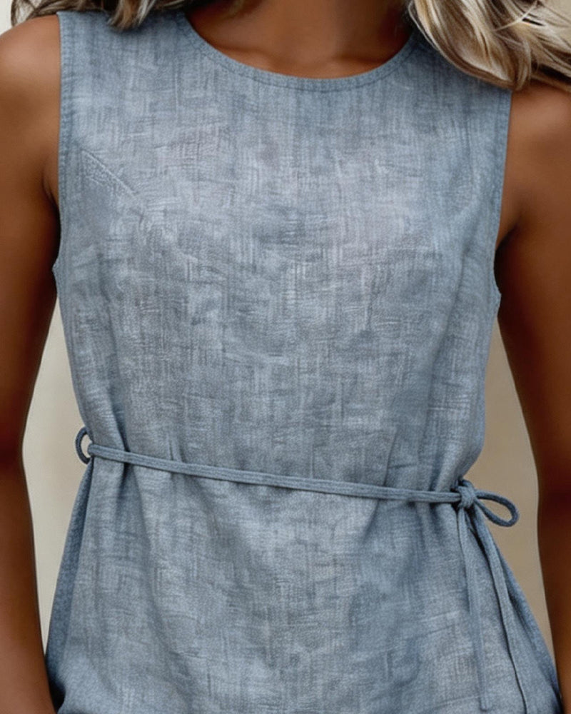 Tank Top Sans Manches Col Rond Uni