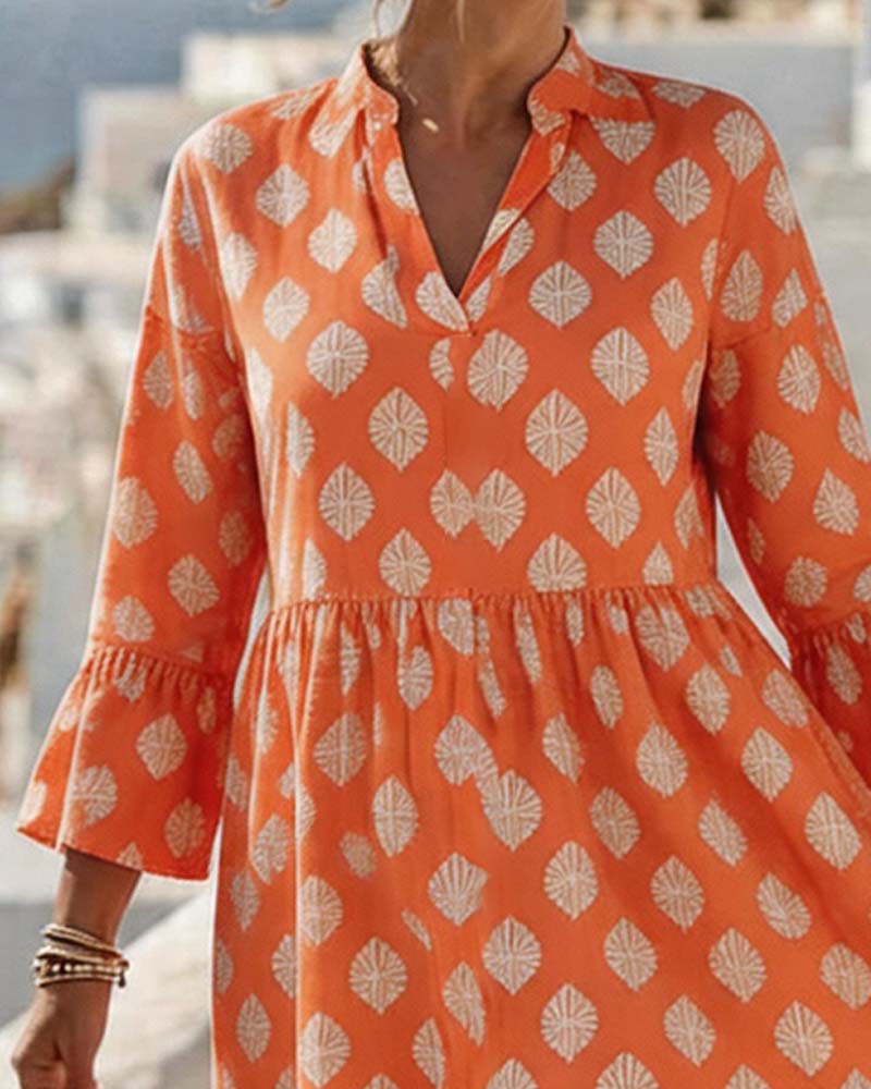 Robe Col V Imprimé