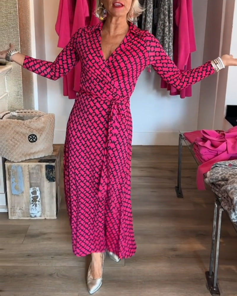 Robe longue élégante à col en V