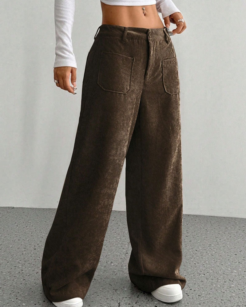 Pantalon Devant Dos Poche Unie Jambe Droite Long