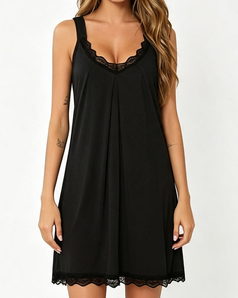Robe De Sommeil Unie En Dentelle