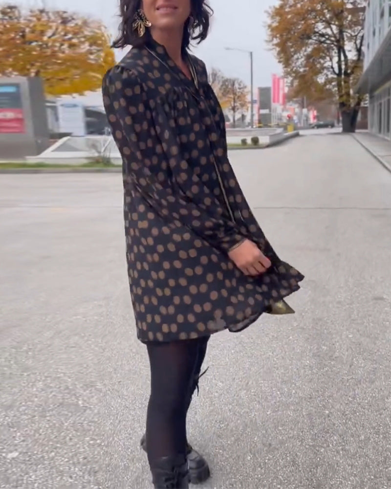 Robe à manches longues à pois