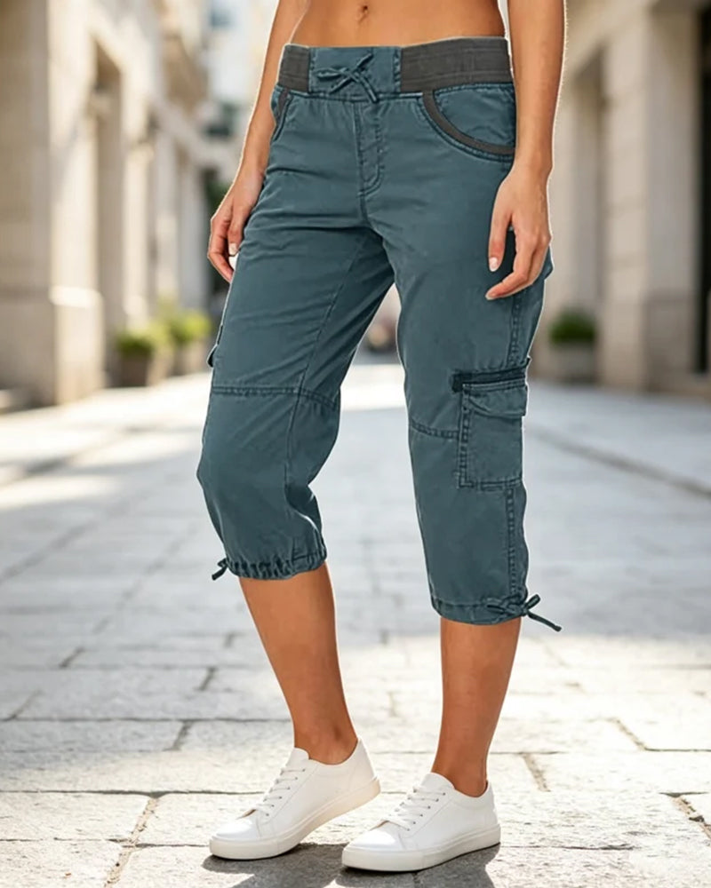 Pantalon Cargo Cordon Serrage Ourlet Sept-Huitième