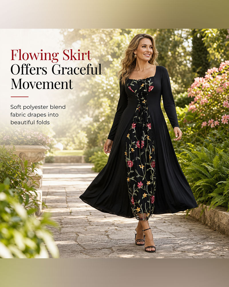 Robe Col Carré Rose Spliced Maxi