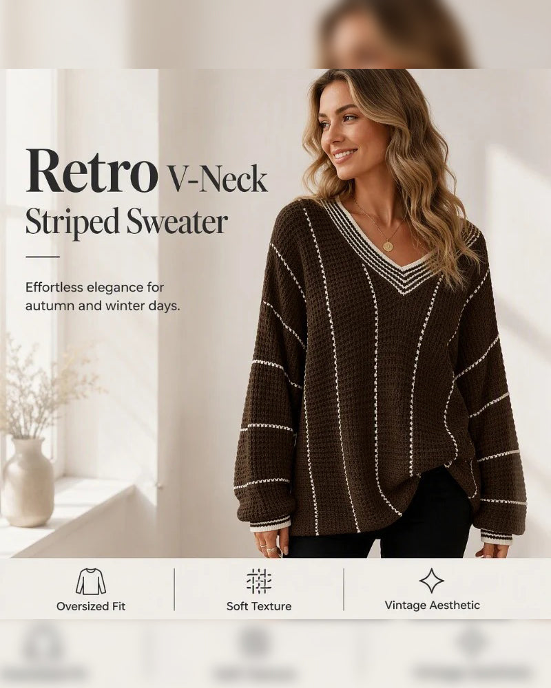 Pullover Sweat Décontracté Coupe Loose Rayé