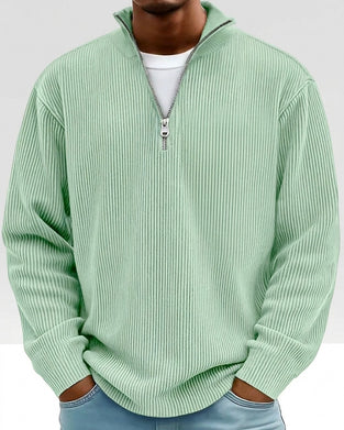Sweatshirt Homme Fermeture Éclair Col Manche Longue
