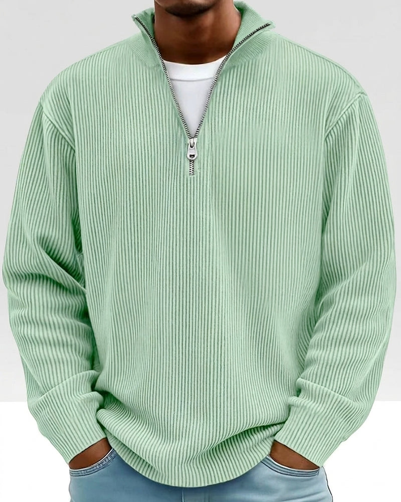 Sweatshirt Homme Fermeture Éclair Col Manche Longue