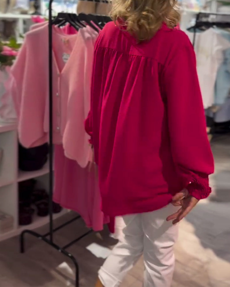 Blouse Col en V Pullover Ample Décontractée