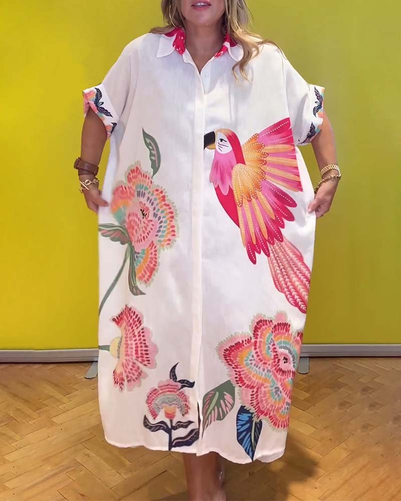 Robe longue imprimée à revers