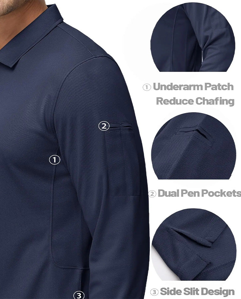T-Shirt Col Polo Manche Longue Décontracté