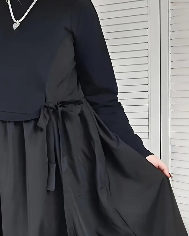 Robe Tricot Patchwork Nœud Latéral