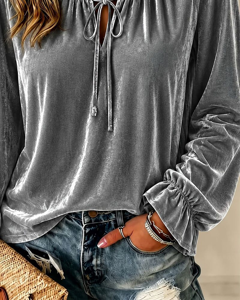 Blouse Cordon Découpe À Volants