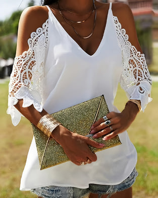 Blouse Épaules Dénudées Creuse Unie