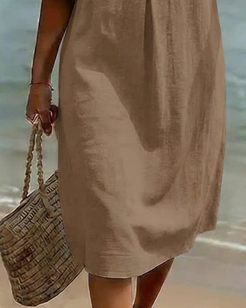 Robe Bouton Manche Volanté 100% Coton