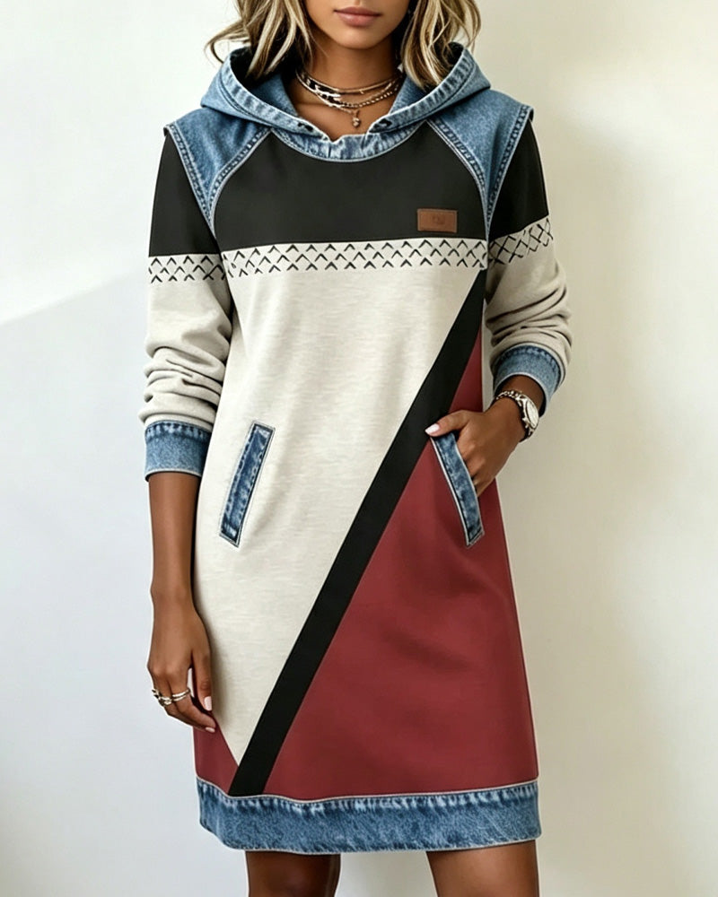 Robe À Manches Longues À Blocs De Couleur