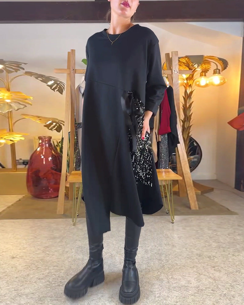 Robe À Manches Longues Ample Pailletée