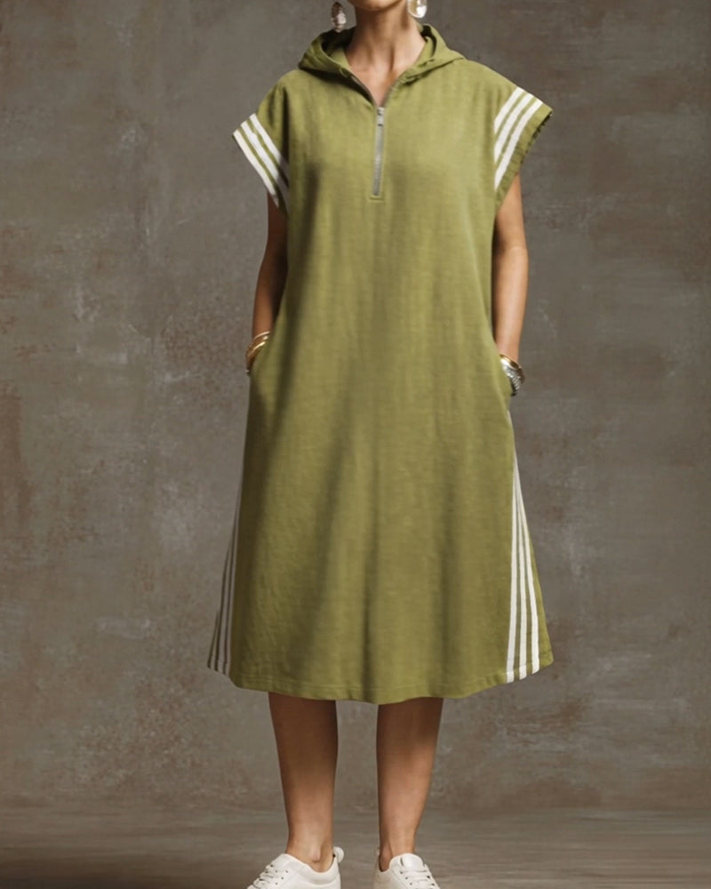 Robe À Capuche À Bloc De Couleur Décontractée