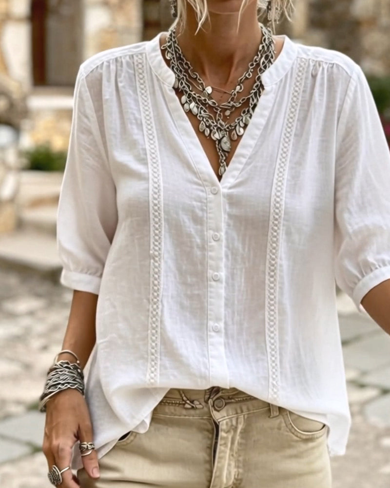 Blouse Uni Manches Mi-longues