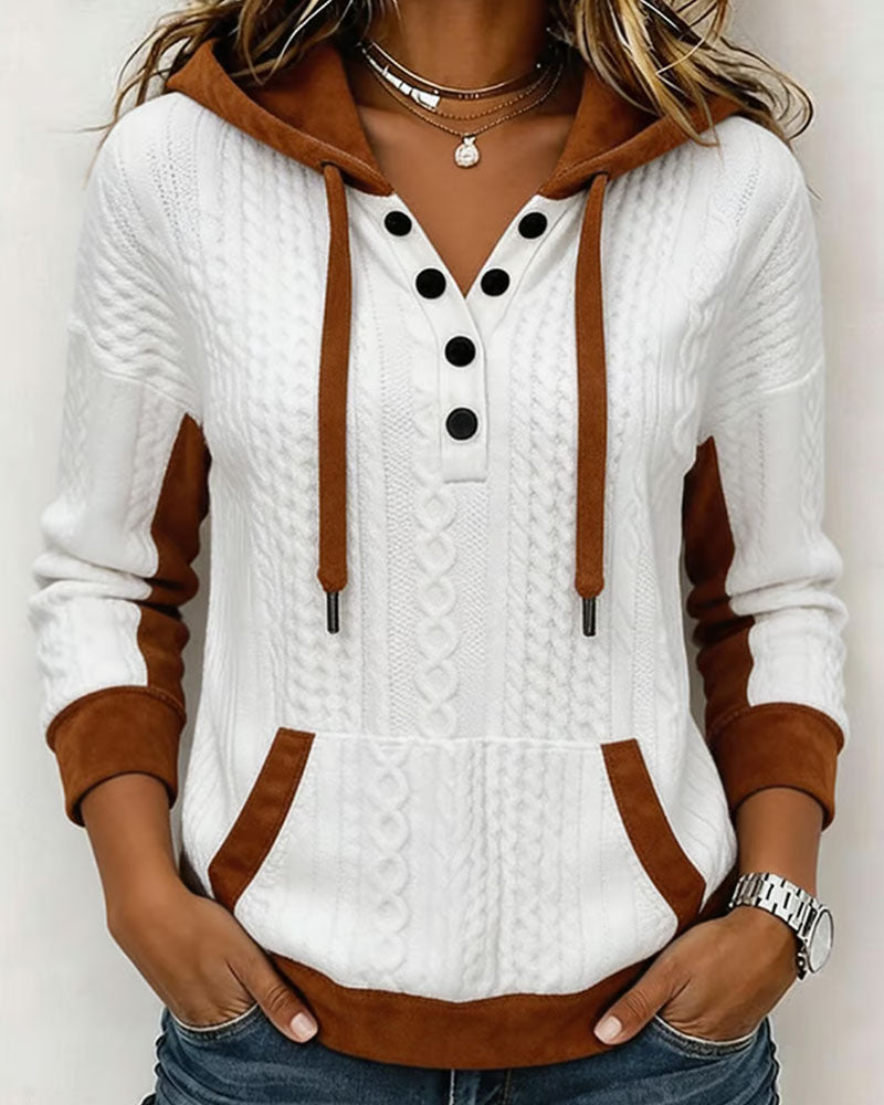 Hoodie Manche Longue Bloc De Couleur