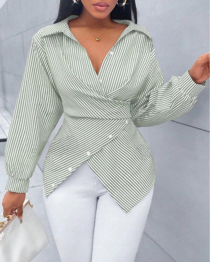 Blouse Rayure Cravate Manche Longue