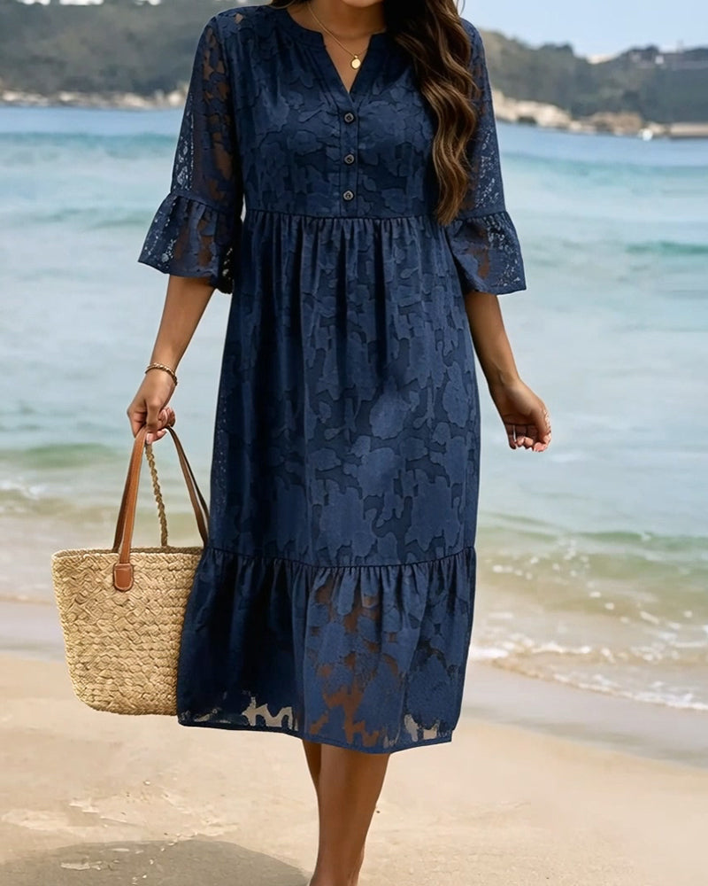 Robe Élégante Sophistiquée Volant Dentelle