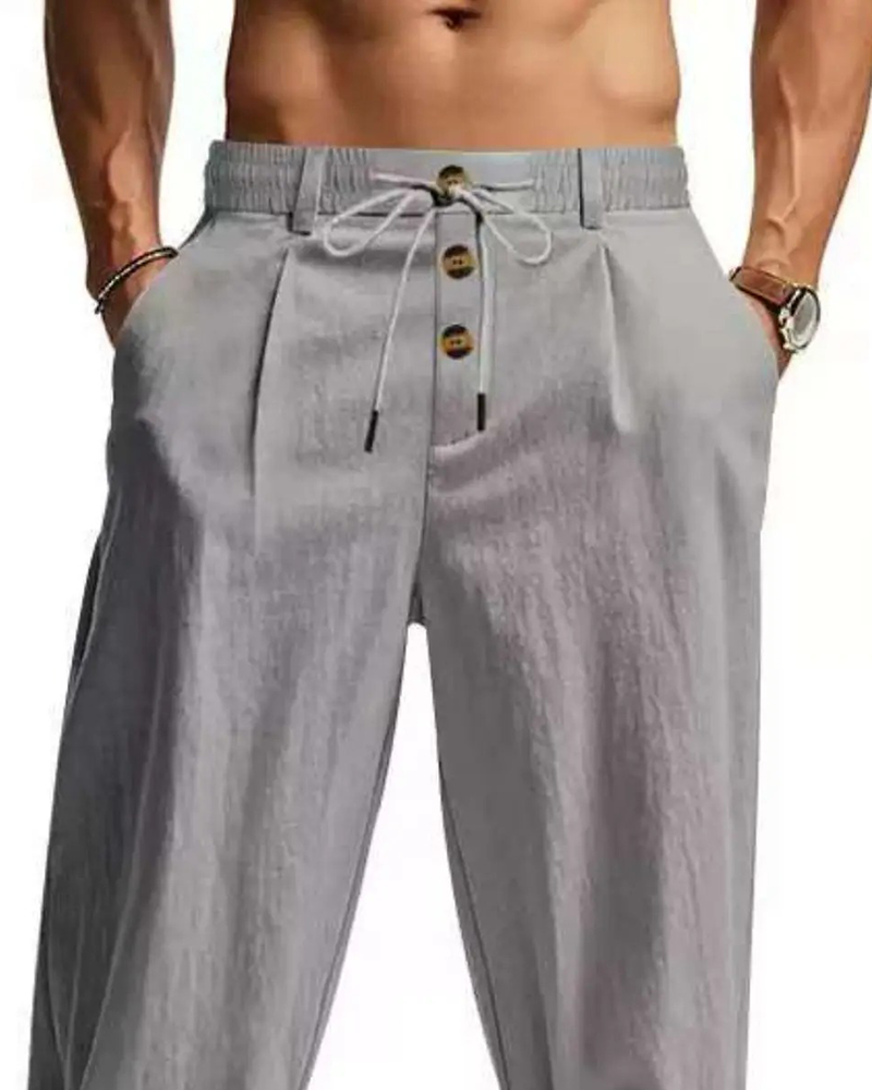 Pantalon Décontracté Uni Jambe Droite