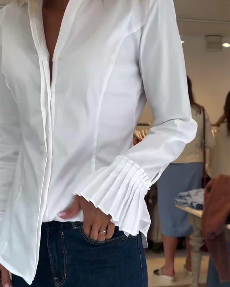 Chemise Manche Évasée Décontractée Revers