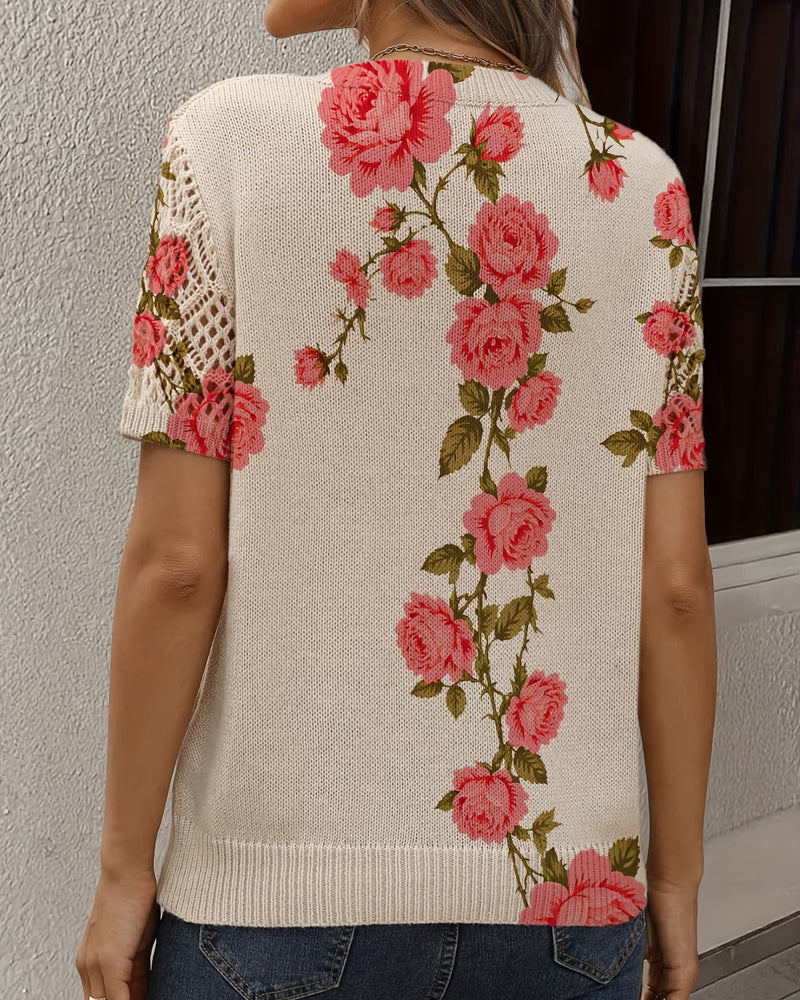 Pull Imprimé Évidé Col V