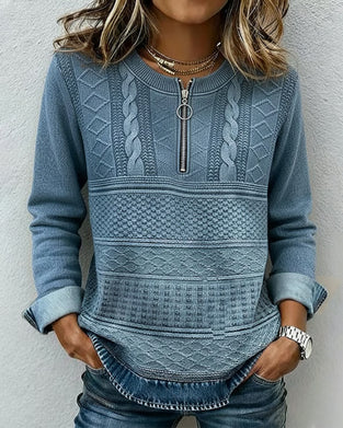 Sweat à Capuche Avec Design à Demi-Zippé, Motif en Tricot Câblé Et Ambiance Décontractée