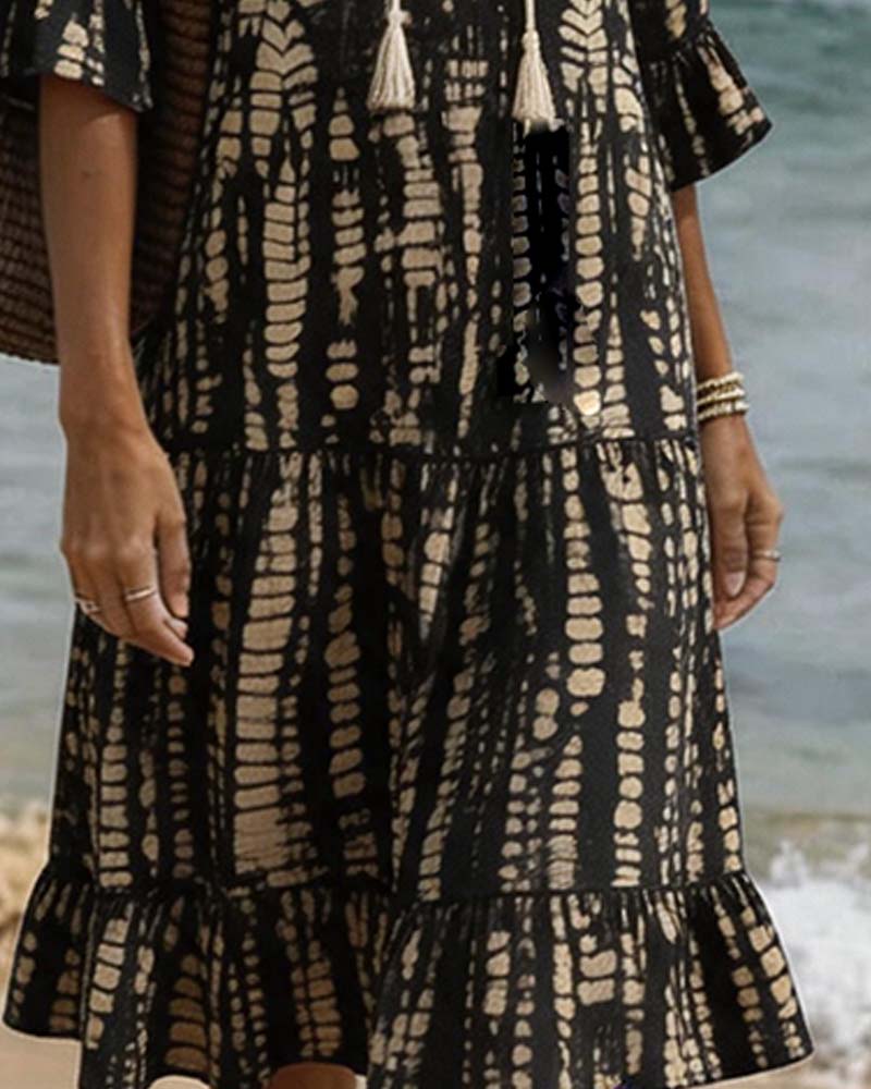 Robe Décontractée Col V Imprimée