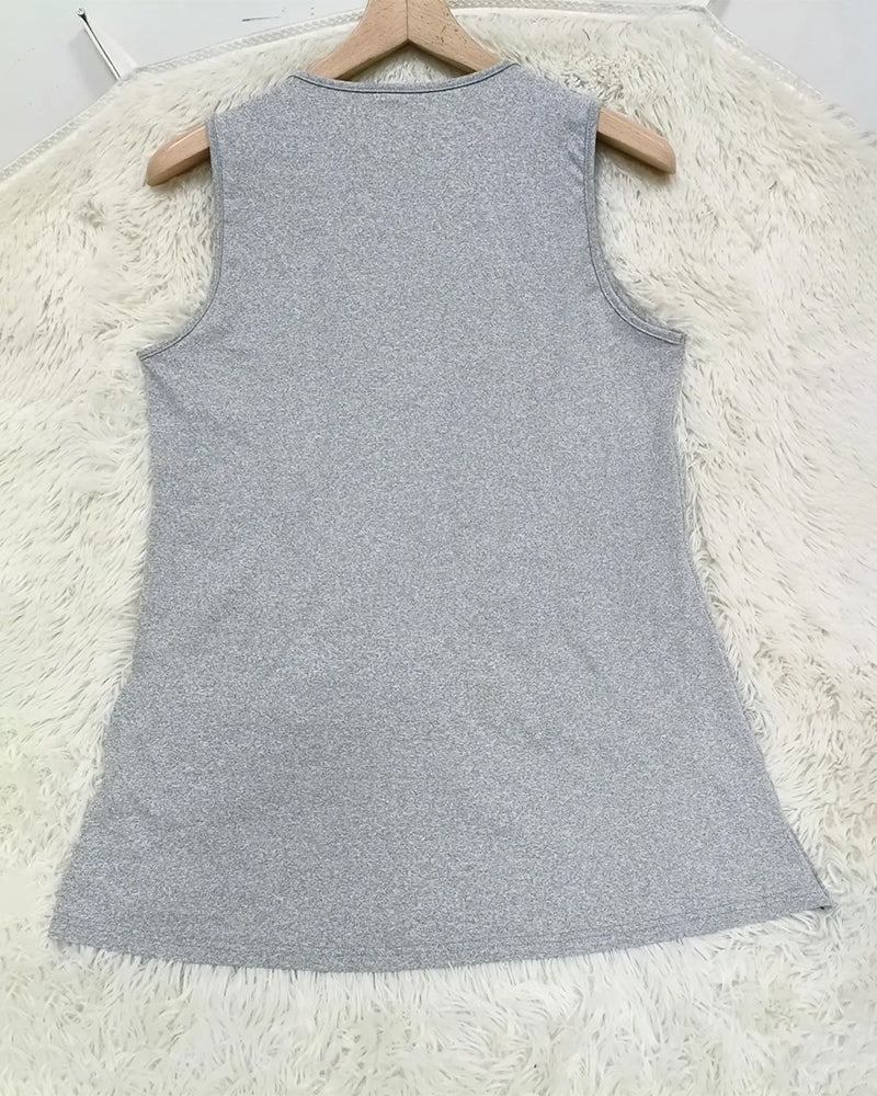 T-Shirt Unie Croix Ourlet Sans Manches