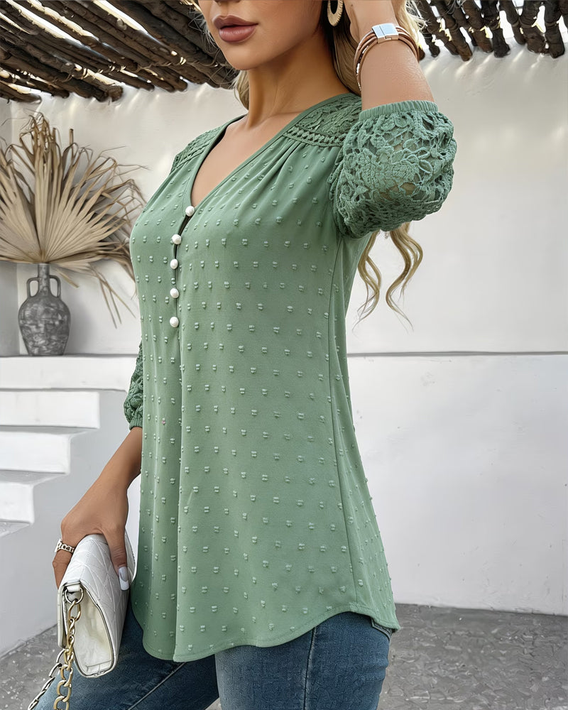 Blouse Dentelle Patchwork 3D Florale