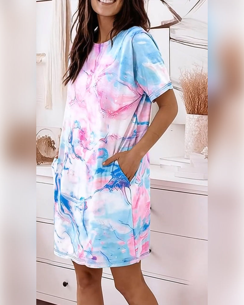 Robes Tie-Dye Fluide Imprimé Ample