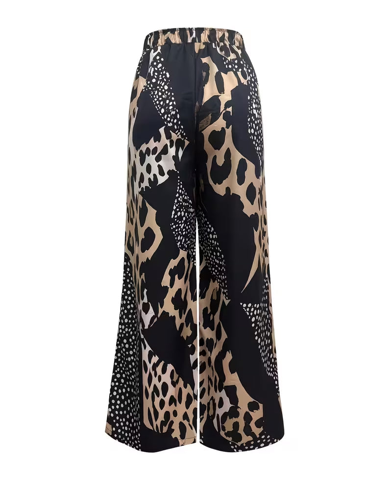 Pantalon Léopard Imprimé Polka Dot Jambe Large