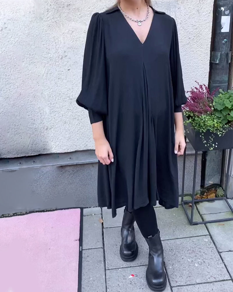 Robe Col En V Tendance Manches Lanterne