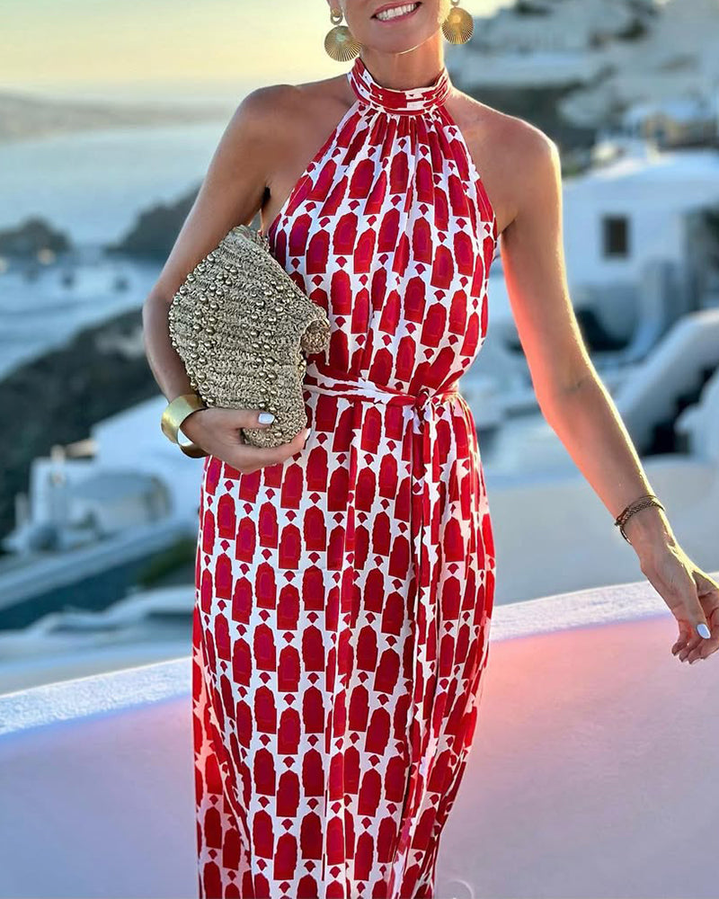 Robe Col Croisé Imprimé Plage Vacances