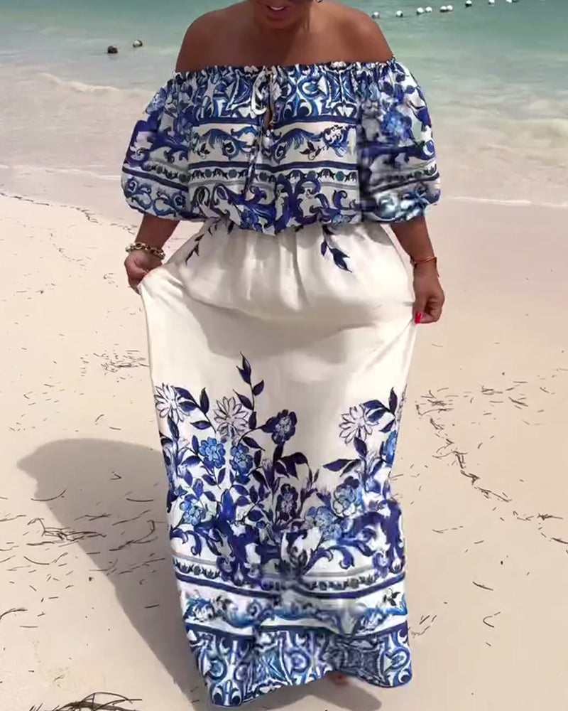 Robe Off-Shoulder Imprimé Resort