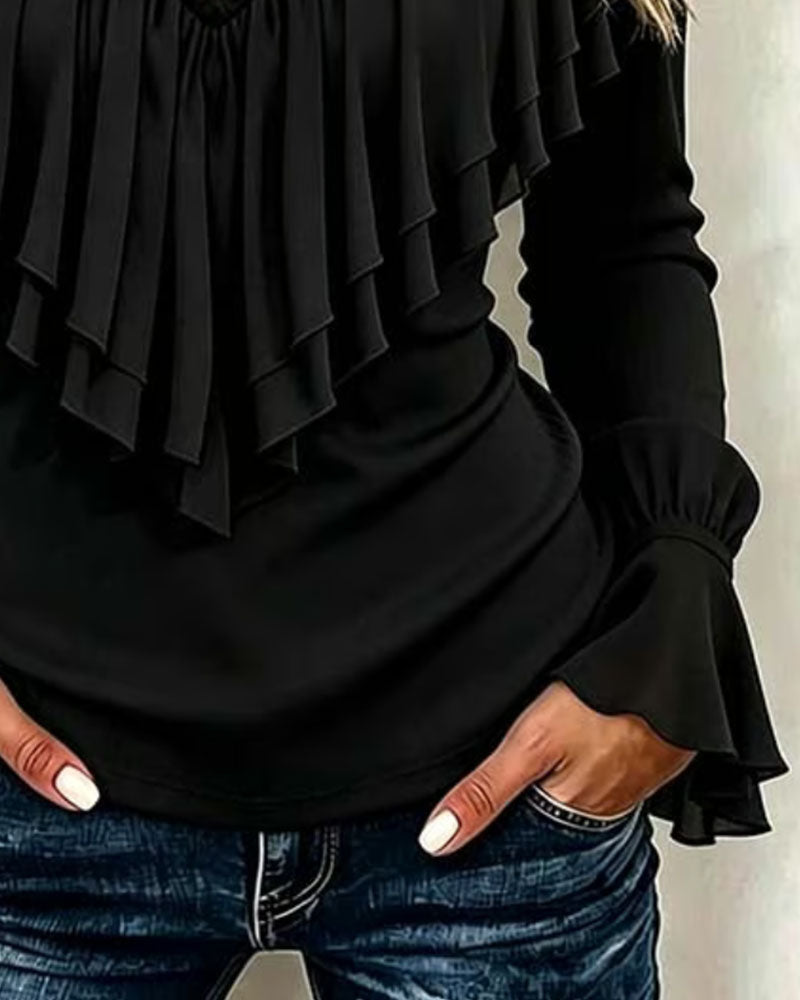 Blouse À Volants Et Manches Cloche
