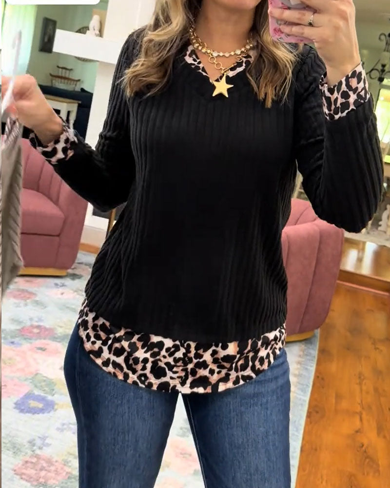Haut Spliced V-Neck Casual